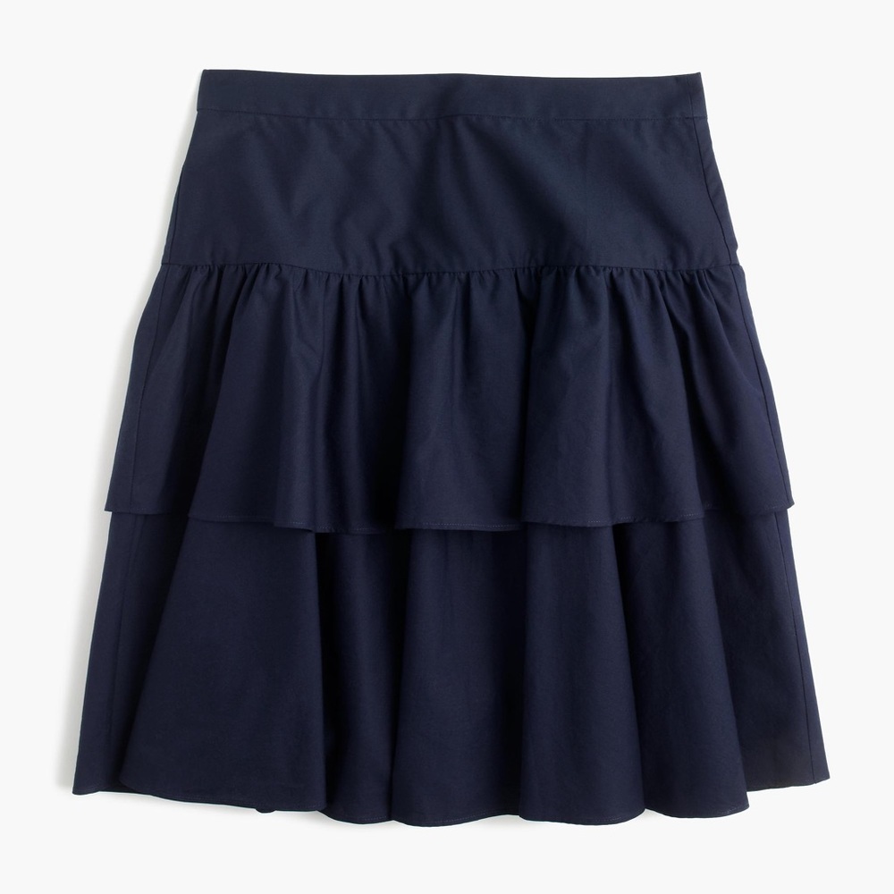 Jcrew Navy Tiered Ruffle Skirt